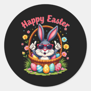 Sticker Rond Joyeux Pâques drôle 4_20 Jour Lapin de Pâques Rabb