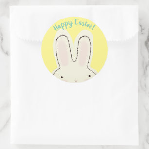 Sticker Rond Joyeux Pâques mignon amusant lapin peekaboo script