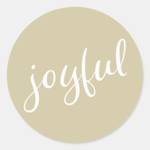 Sticker Rond Joyeux Pastel Beige Script Noël