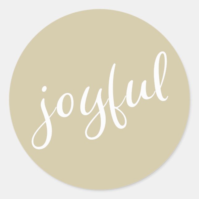Sticker Rond Joyeux Pastel Beige Script Noël (Devant)