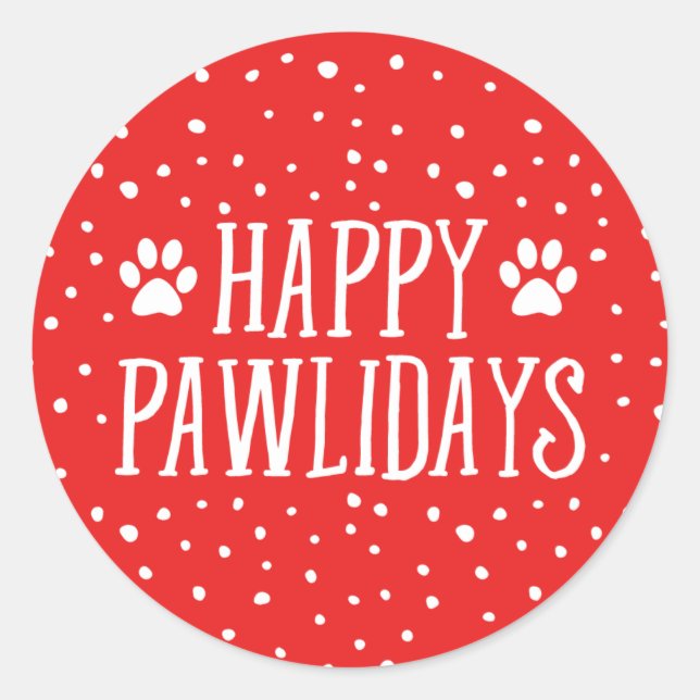 Sticker Rond Joyeux Pawlidays | Fêtes rouges (Devant)