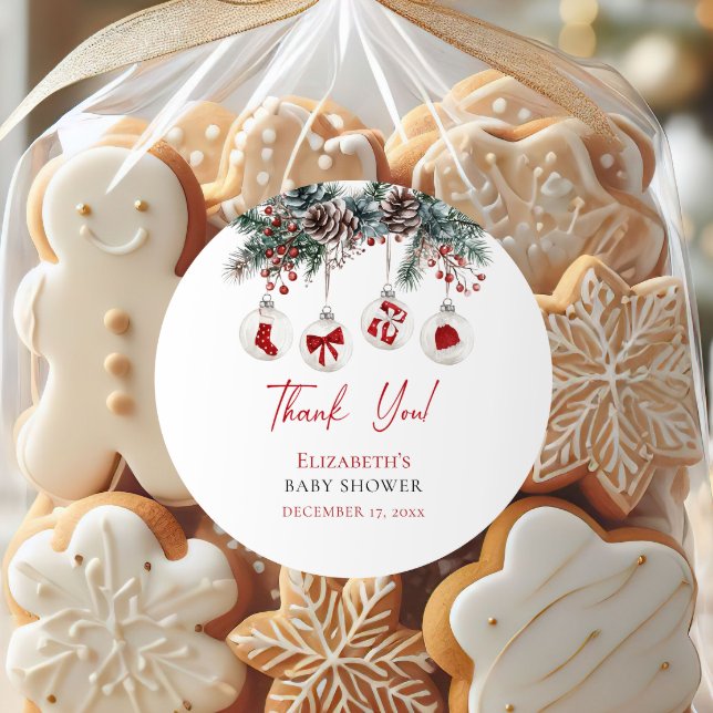 Sticker Rond Joyeux petit Baby shower de Noël (Créateur téléchargé)