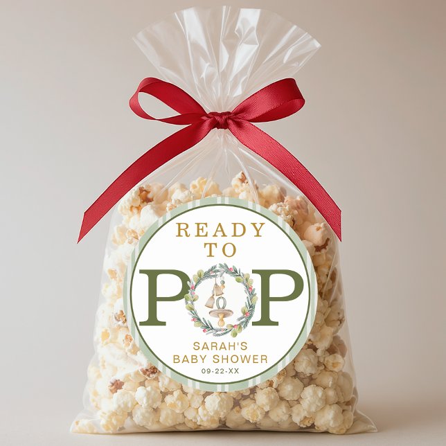 Sticker Rond Joyeux petit Baby shower "Prêt à pop" Favoriser (Baby Shower Sticker)