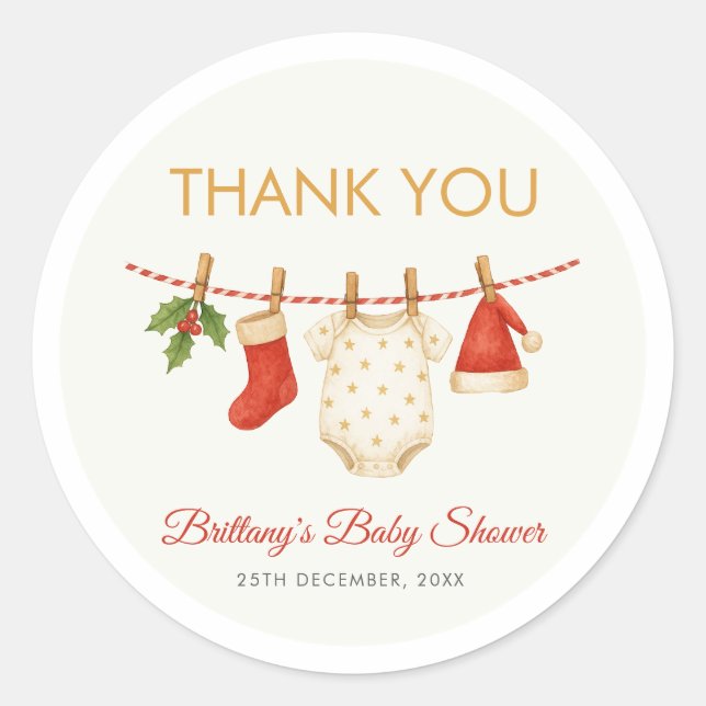 Sticker Rond Joyeux petit Merci de Baby shower (Devant)
