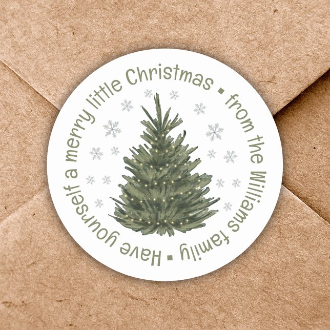 Sticker Rond joyeux petit Noël, nom de famille de l'arbre de va (Créateur téléchargé)