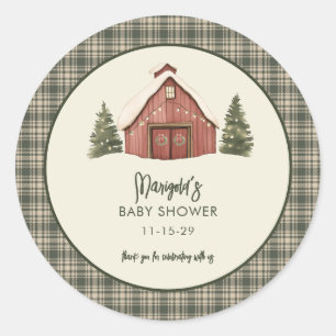 Sticker Rond Joyeux petit Noël Rustique Baby Shower
