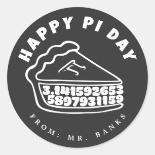 Sticker Rond Joyeux Pi Day 3.14 avec design Pie