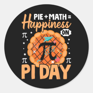 Sticker Rond Joyeux Pi Day 3.14 Pi Pie + Math = Bonheur Sur Pi