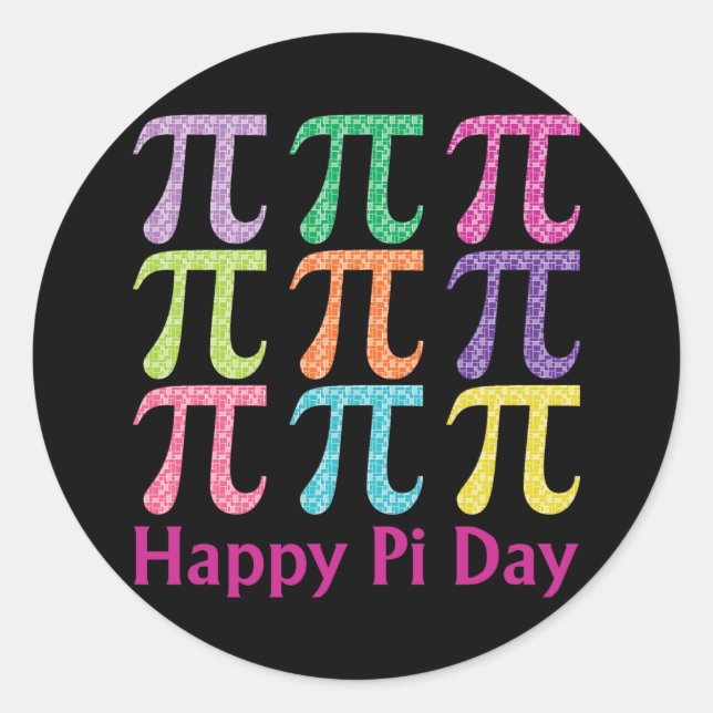 Sticker Rond Joyeux Pi Day Carreaux colorés.png (Devant)