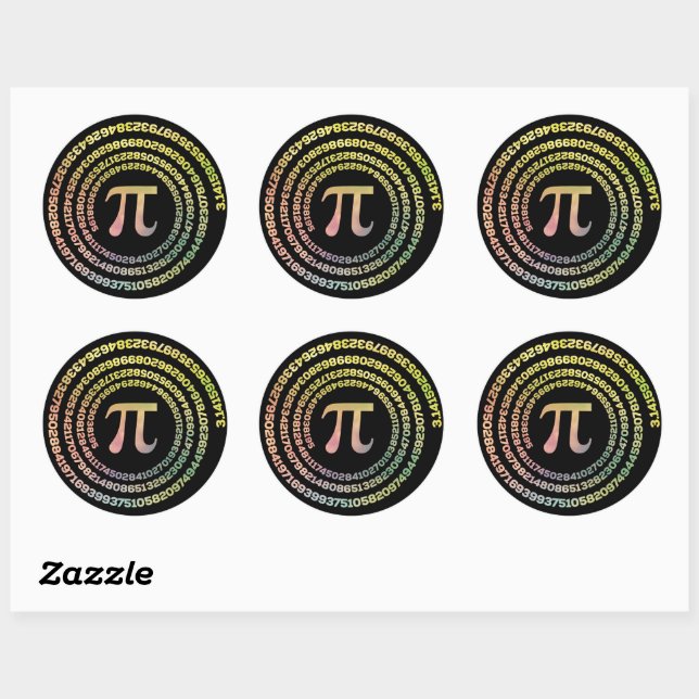 Sticker Rond Joyeux Pi Day Funny School Math Spiral Texte (Feuille)