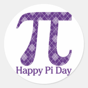 Sticker Rond Joyeux Pi Day Jacquard pourpre