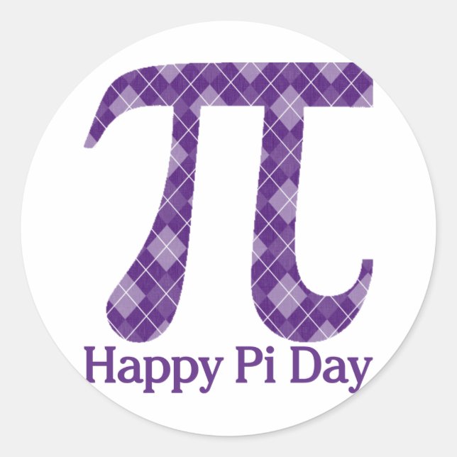 Sticker Rond Joyeux Pi Day Jacquard pourpre (Devant)