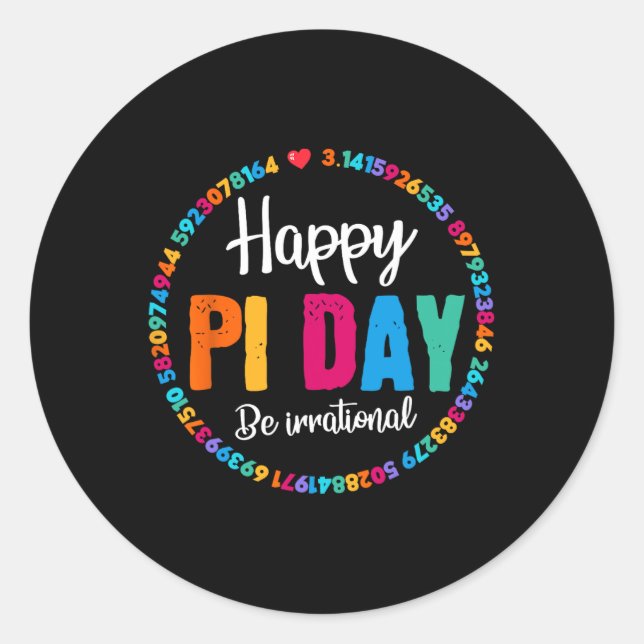 Sticker Rond Joyeux Pi Day Pie Funny Math Enseignant Enseignant (Devant)