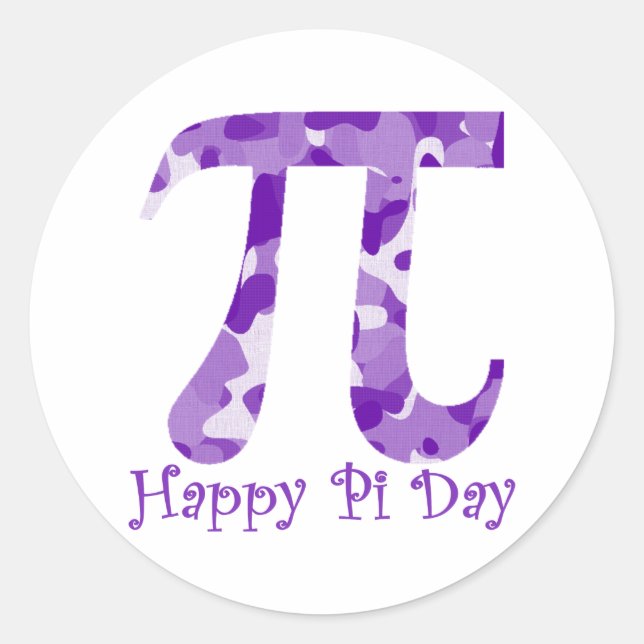 Sticker Rond Joyeux Pi Day Purple Camo (Devant)