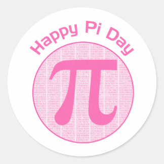 Sticker Rond Joyeux Pi Jour Numéros Rose