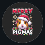 Sticker Rond Joyeux Pigmas Drôle Noël Guinée Pig Lover<br><div class="desc">Joyeux Pigmas Drôle Noël Guinée Pig Lover cadeau</div>
