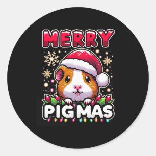 Sticker Rond Joyeux Pigmas Drôle Noël Guinée Pig Lover