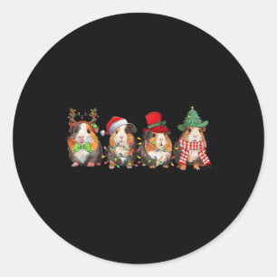 Sticker Rond Joyeux Pigmas Drôle Père Noël Guinée Pig Squad Noë