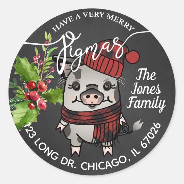 Sticker Rond Joyeux Pigmas Red Buffalo Adresse Plaid (Devant)