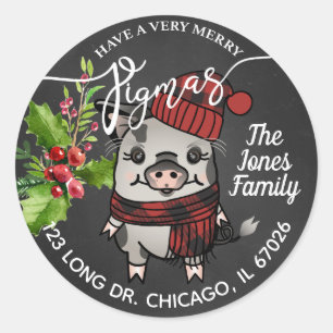 Sticker Rond Joyeux Pigmas Red Buffalo Adresse Plaid