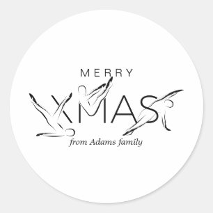 Sticker Rond Joyeux Pilates de Noël instructeur Tags cadeaux