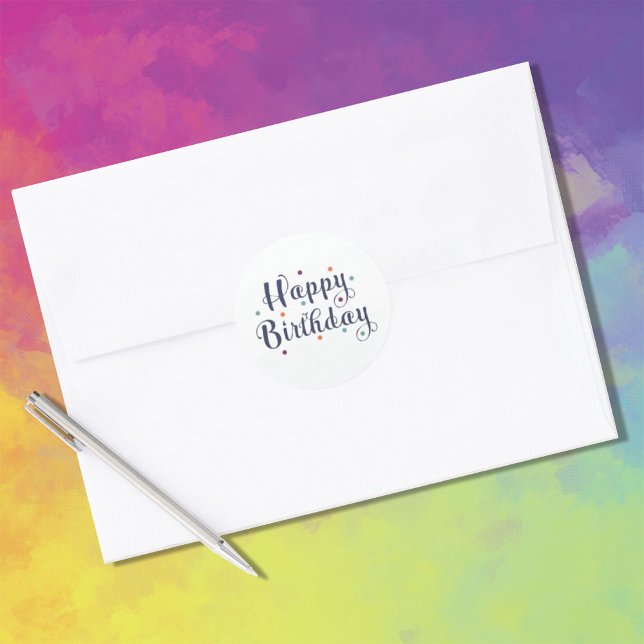 Sticker Rond Joyeux point d'anniversaire Multicolor (Créateur téléchargé)