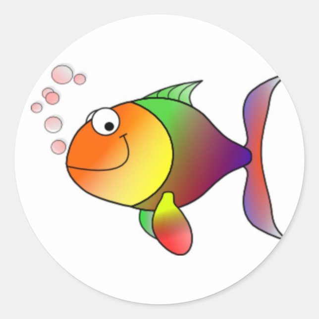 Sticker Rond Joyeux poisson caricature (Devant)