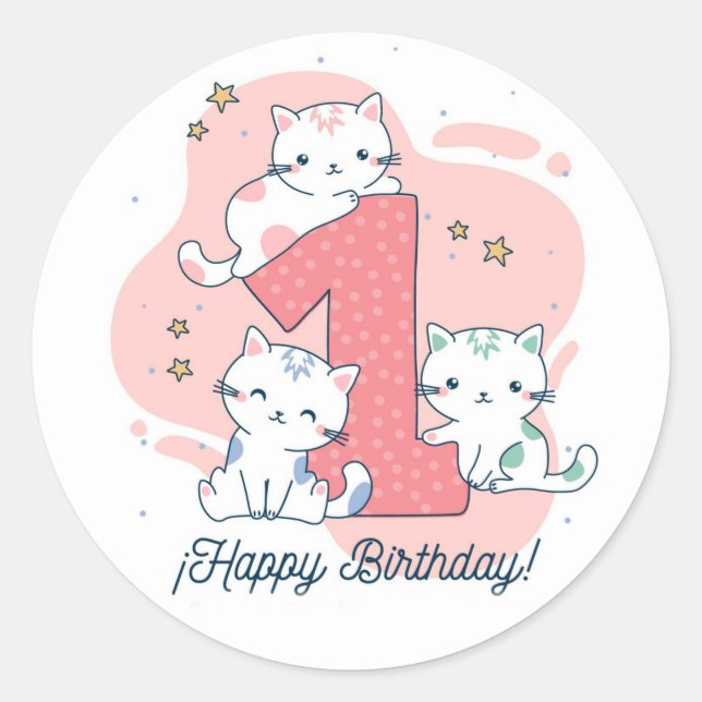 Sticker Rond Joyeux premier anniversaire (Devant)