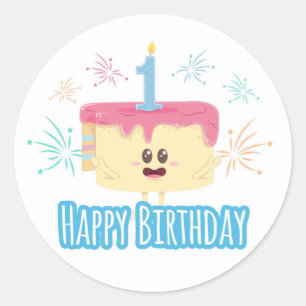 Sticker Rond Joyeux premier anniversaire