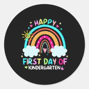 Sticker Rond Joyeux Premier Jour De La Maternelle De Retour À L