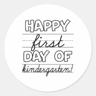 Sticker Rond Joyeux premier jour de maternelle les enfants rent