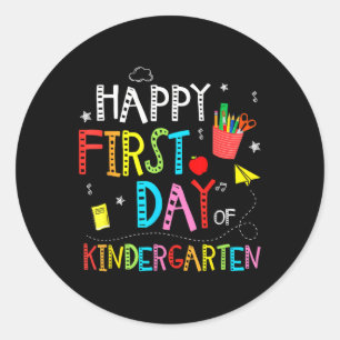 Sticker Rond Joyeux premier jour de maternelle Thé de rentrée s
