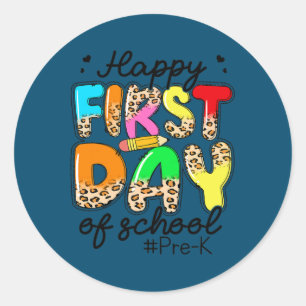 Sticker Rond Joyeux Premier Jour De Pré-Maternelle Enseignant R