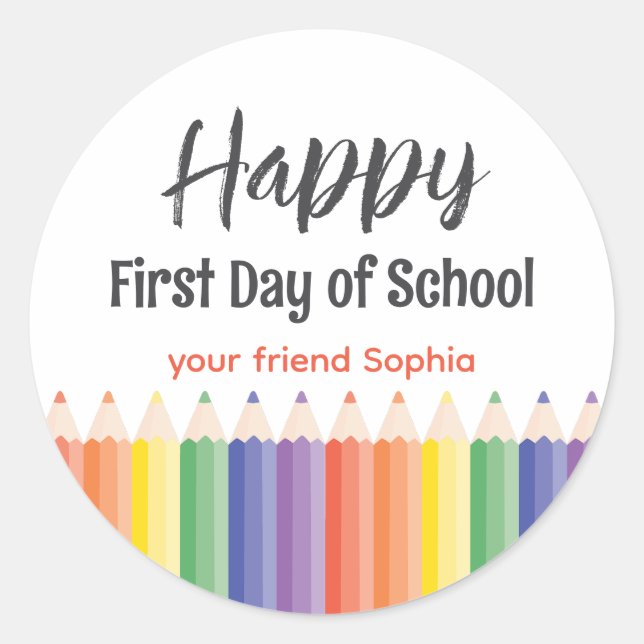 Sticker Rond Joyeux premier jour d'école (Devant)