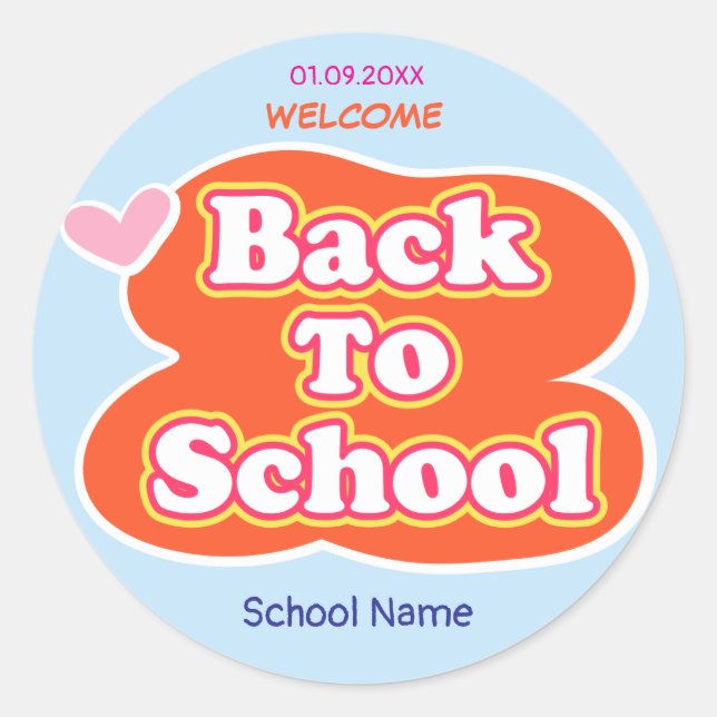 Sticker Rond Joyeux premier jour d'école BIENVENUE (Devant)