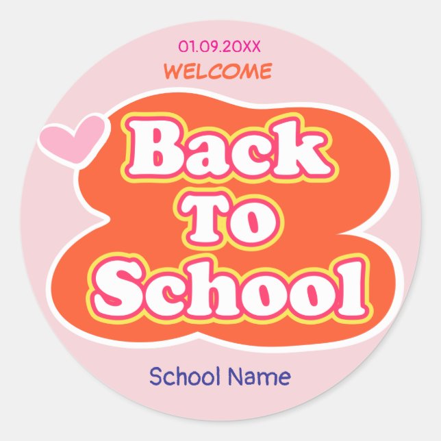 Sticker Rond Joyeux premier jour d'école BIENVENUE (Devant)
