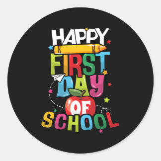 Sticker Rond Joyeux Premier Jour D'École Retour À L'École Étudi