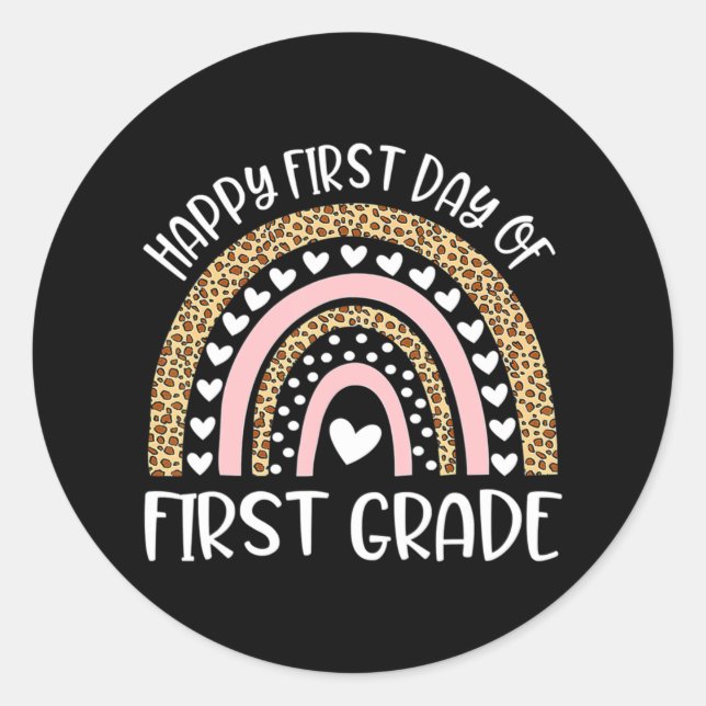 Sticker Rond Joyeux premier jour d'enseignant de 4e année retou (Devant)