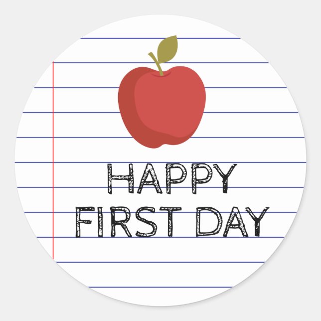 Sticker Rond Joyeux premier jour retour à l'école enseignant Ap (Devant)