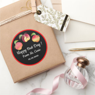 Sticker Rond Joyeux Premier Jour Whimsical Pommes rebondissante