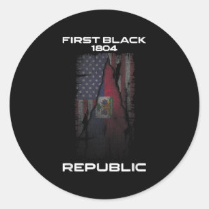 Sticker Rond Joyeux Prix du Jour du Drapeau haïtien Aimer Haïti
