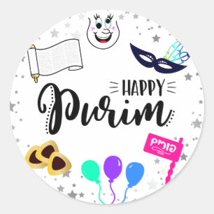 Sticker Rond Joyeux Purim