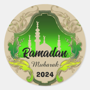 Sticker Rond Joyeux Ramadan Moubarak Kareem personnalisé 2024