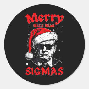 Sticker Rond Joyeux Rizz Mas Sigmas Funny Gen Alpha X mas Père