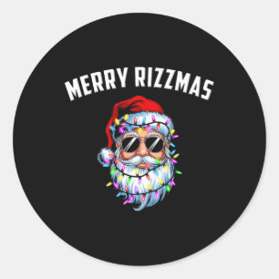 Sticker Rond Joyeux Rizzmas Ados École Enfants Funny Père Noël
