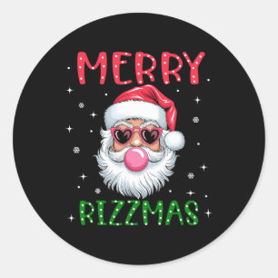 Sticker Rond Joyeux Rizzmas Charisma Noël Rizz Père Noël