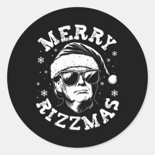 Sticker Rond Joyeux Rizzmas Drôle Trump Christmas Rizz The Seas