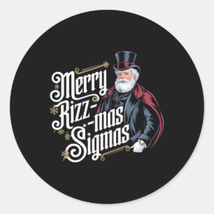 Sticker Rond Joyeux Rizzmas Sigmas Funny Santa Claus Alpha Gen