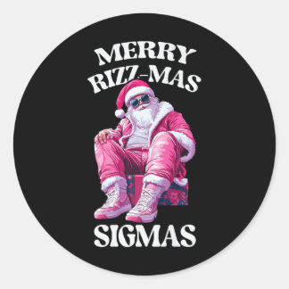 Sticker Rond Joyeux Rizzmas Sigmas Père Noël Rizzler Jeunes Ado