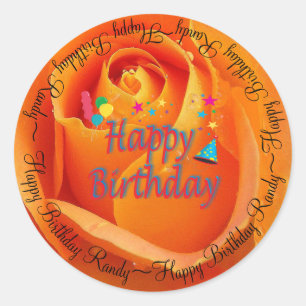 Sticker Rond Joyeux Rose orange d'anniversaire